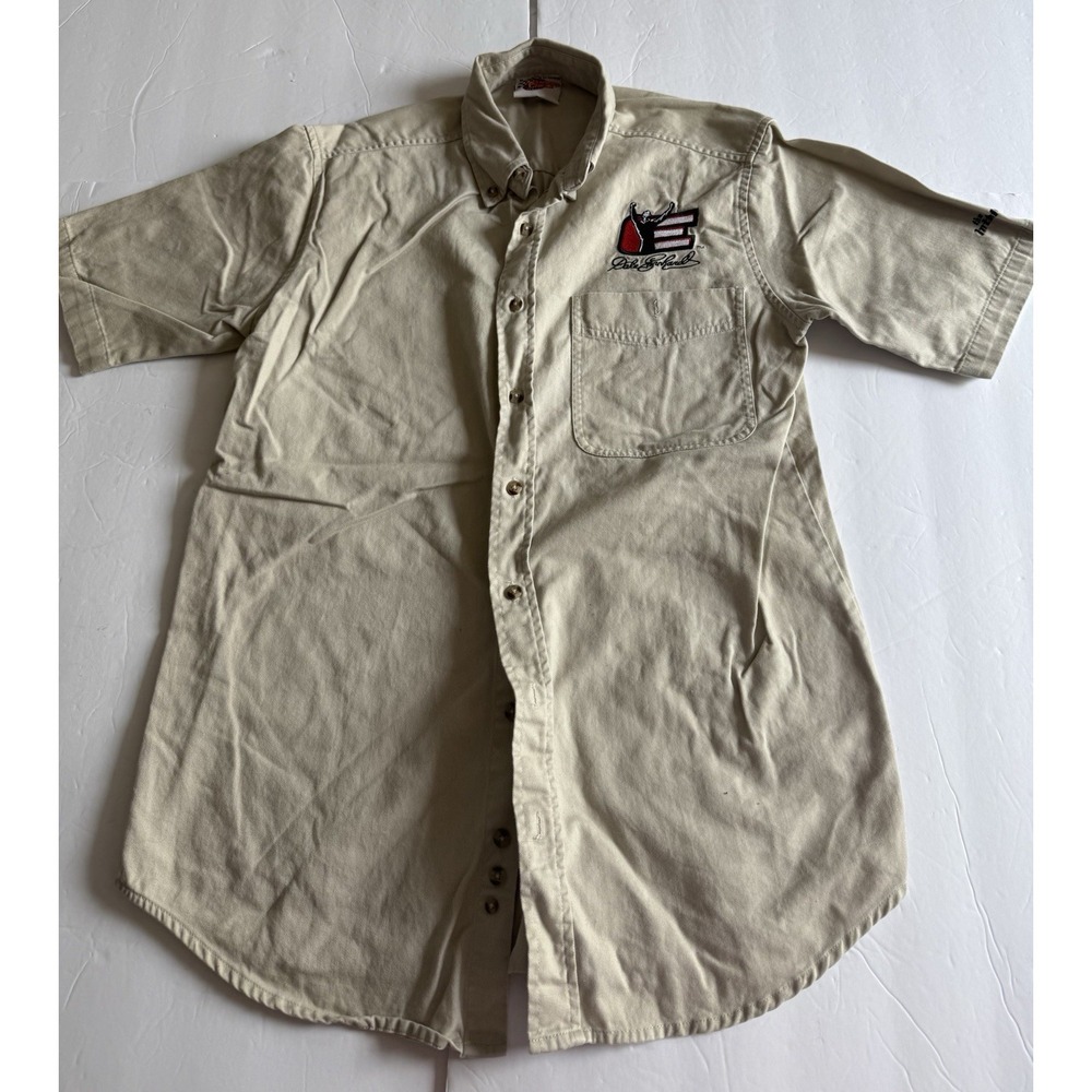 Dale Earnhardt Men's Beige Short Sleeve Button Up Shirt The Intimidator Sz M